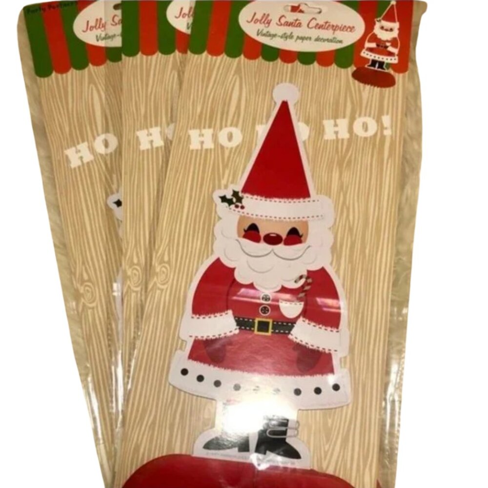 🎅🏼 Vintage-Style Jolly Santa Paper Centerpiece, 3-count